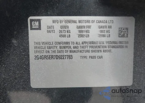 2013 Buick Regal from USA, damaged, VIN 2G4GR5ER7D9227783